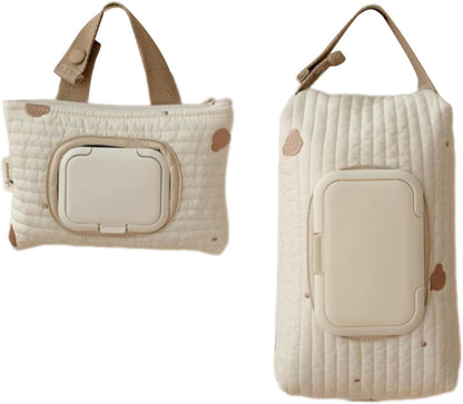 Embroidered Bear Stroller Wet Wipe Pouches Portable Baby Wipe Holder Embroidery Baby Wipes Storage Bag for Travel