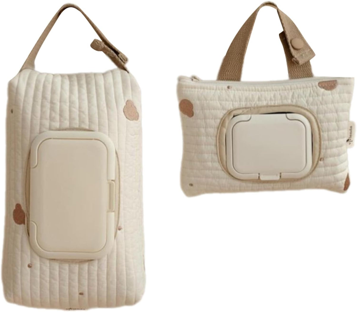 Embroidered Bear Stroller Wet Wipe Pouches Portable Baby Wipe Holder Embroidery Baby Wipes Storage Bag for Travel