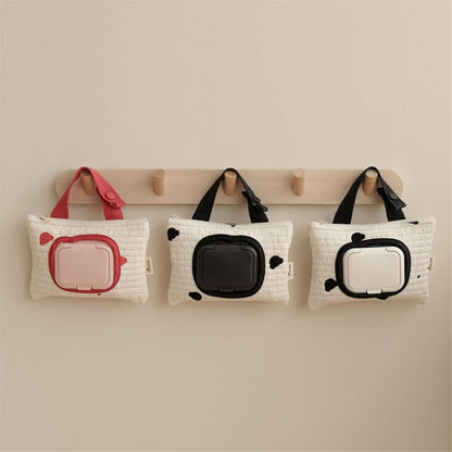 Embroidered Bear Stroller Wet Wipe Pouches Portable Baby Wipe Holder Embroidery Baby Wipes Storage Bag for Travel