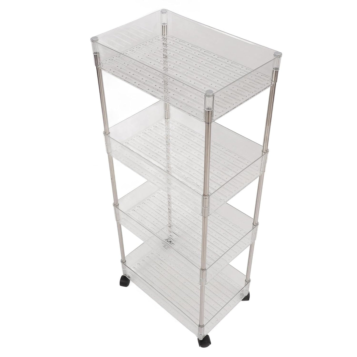 Baby Diaper Organizer, Large Capacity 4 Layer Transparent Storage Rack Changing Table Cart, Movable Storage Cart with Wheels for Newborn Nursing Station
