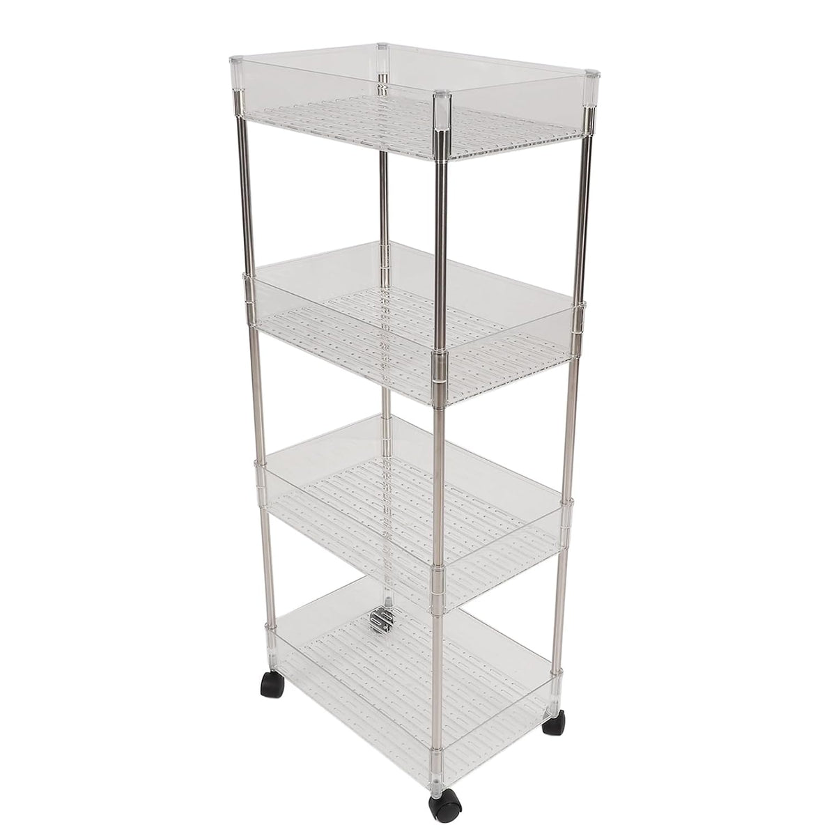 Baby Diaper Organizer, Large Capacity 4 Layer Transparent Storage Rack Changing Table Cart, Movable Storage Cart with Wheels for Newborn Nursing Station