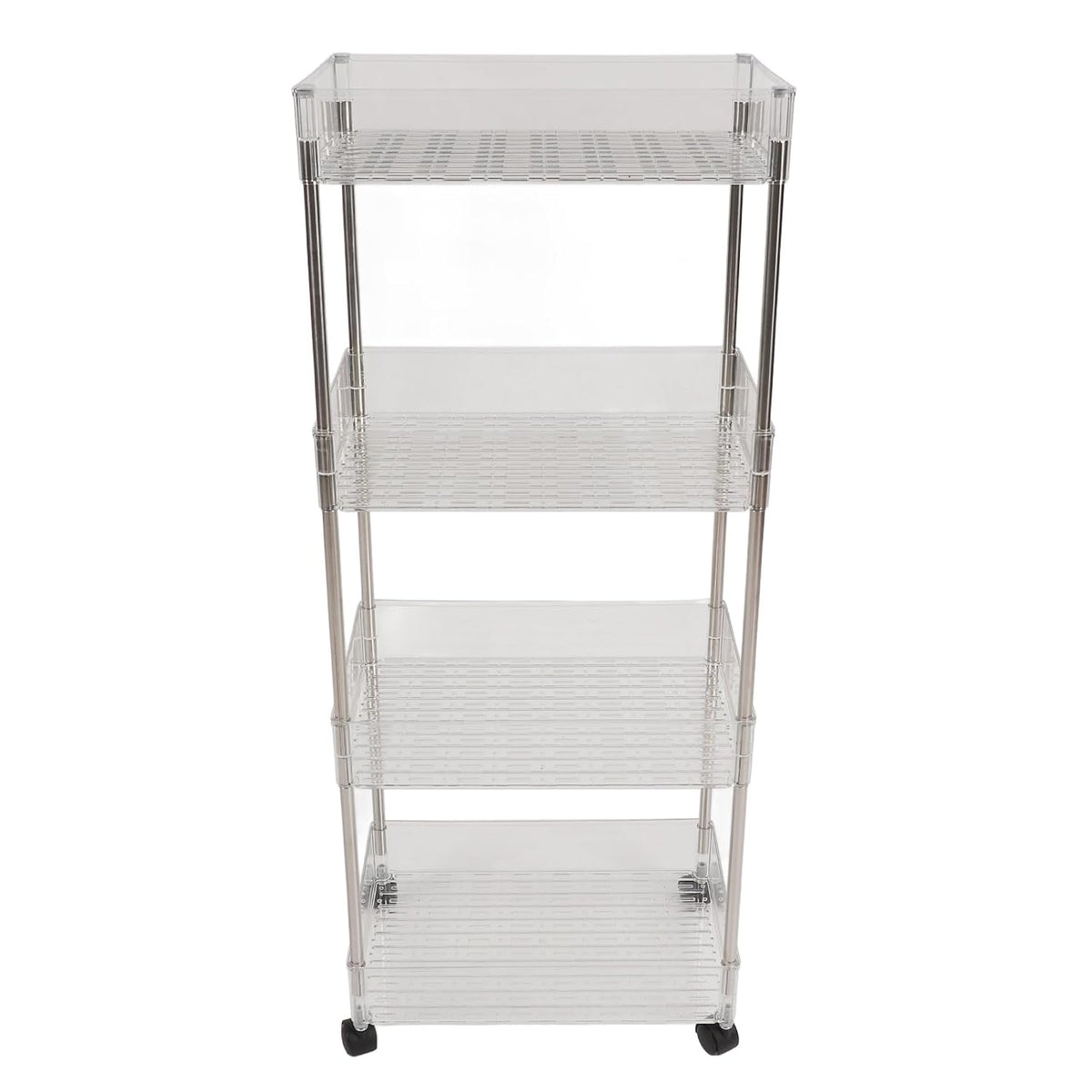 Baby Diaper Organizer, Large Capacity 4 Layer Transparent Storage Rack Changing Table Cart, Movable Storage Cart with Wheels for Newborn Nursing Station