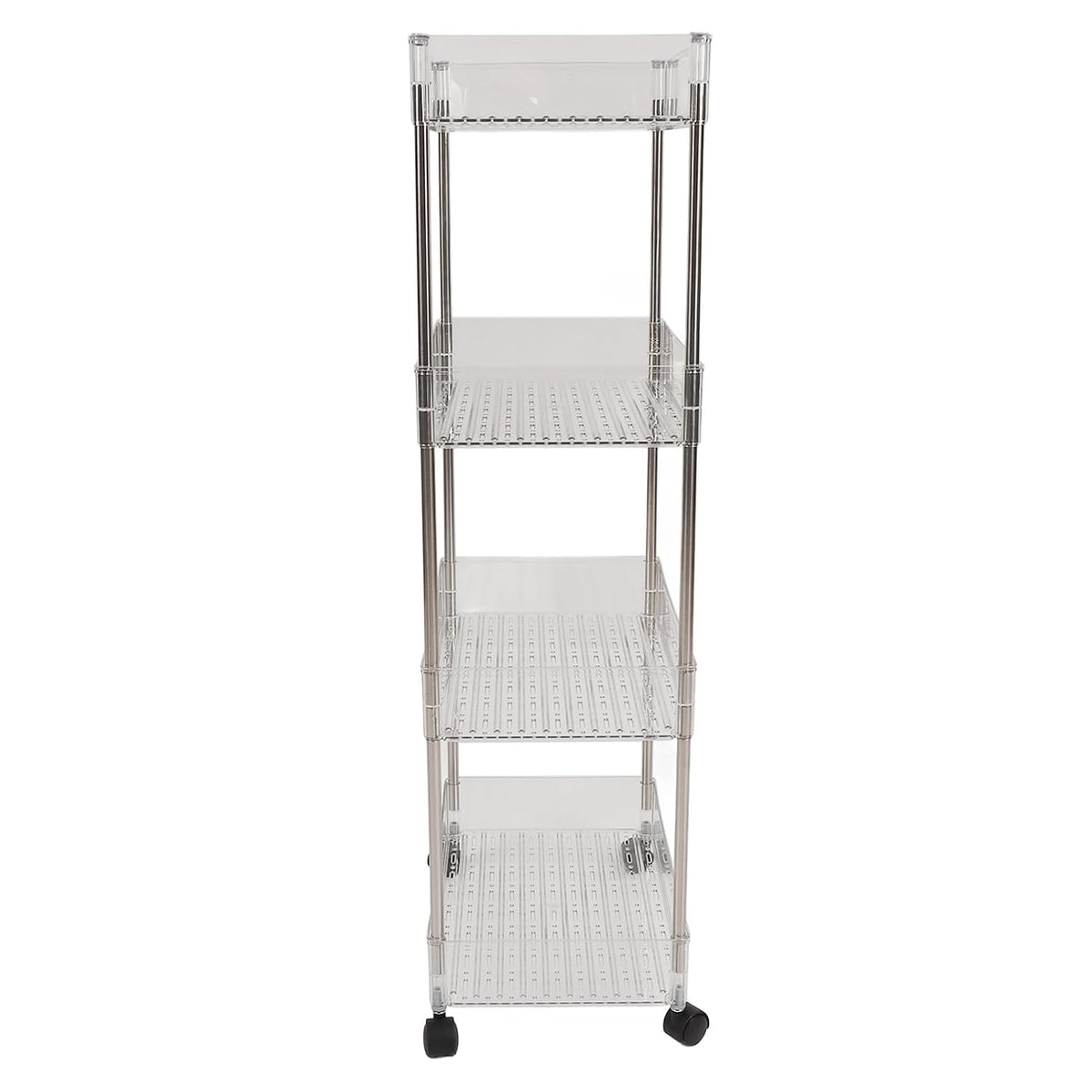 Baby Diaper Organizer, Large Capacity 4 Layer Transparent Storage Rack Changing Table Cart, Movable Storage Cart with Wheels for Newborn Nursing Station