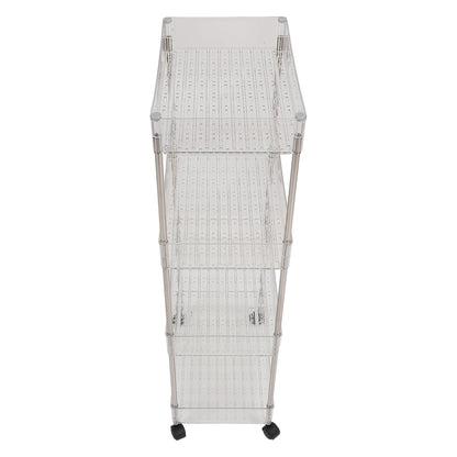 Baby Diaper Organizer, Large Capacity 4 Layer Transparent Storage Rack Changing Table Cart, Movable Storage Cart with Wheels for Newborn Nursing Station