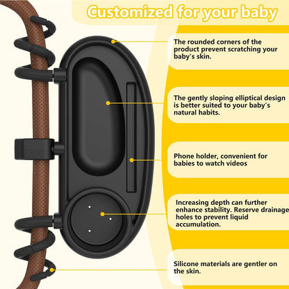 Universal Stroller Snack Tray with Cup Holder, Secure 3-Point Lock Design, Flexible Silicone Grips & Removable Snack Surface for Toddler Drinks, Snacks and Bottles