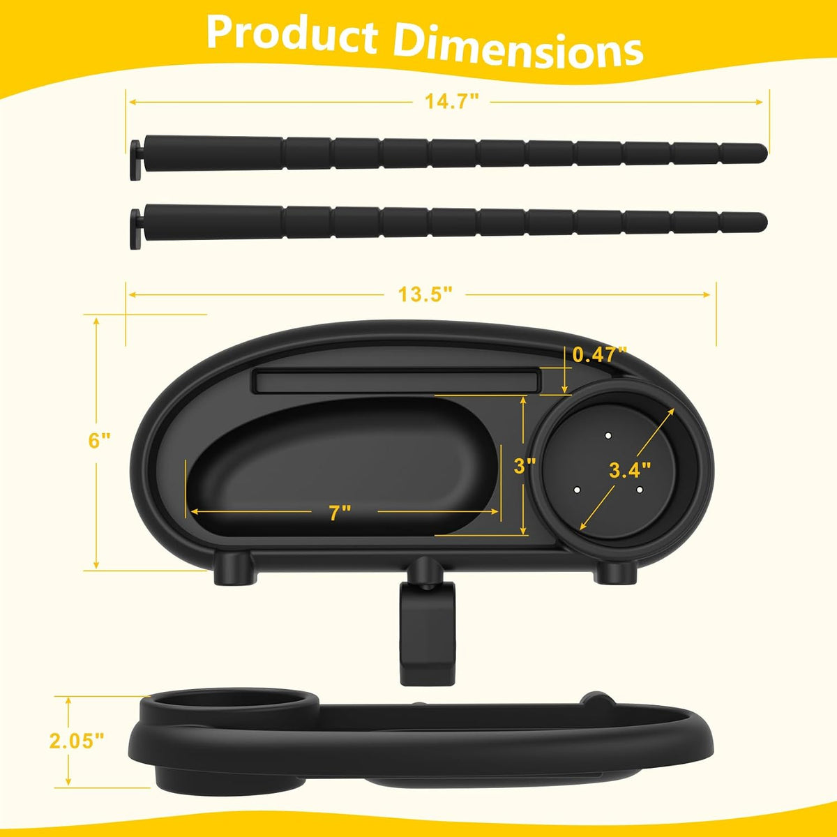 Universal Stroller Snack Tray with Cup Holder, Secure 3-Point Lock Design, Flexible Silicone Grips & Removable Snack Surface for Toddler Drinks, Snacks and Bottles