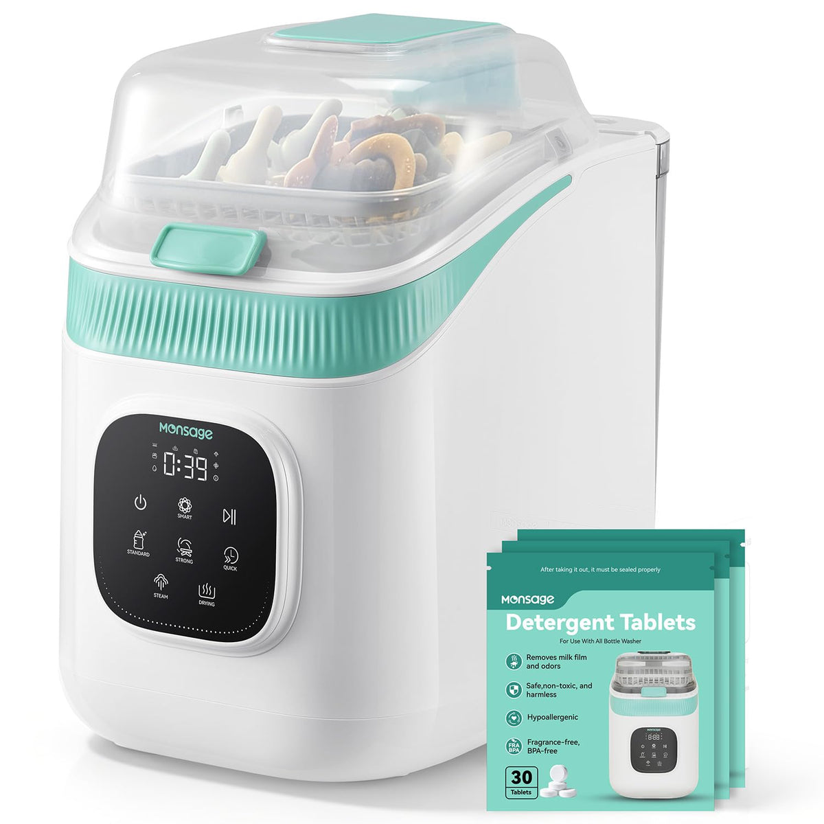 Baby Bottle Washer, Bottle Washer Pro, Sterilizer & Dryer,Baby Bottle Washer for Bottles, Pump Parts & Baby Essentials, Fast 19/49min Wash Cycles with 90 Detergent Tablets - Effortless, Time-Saving