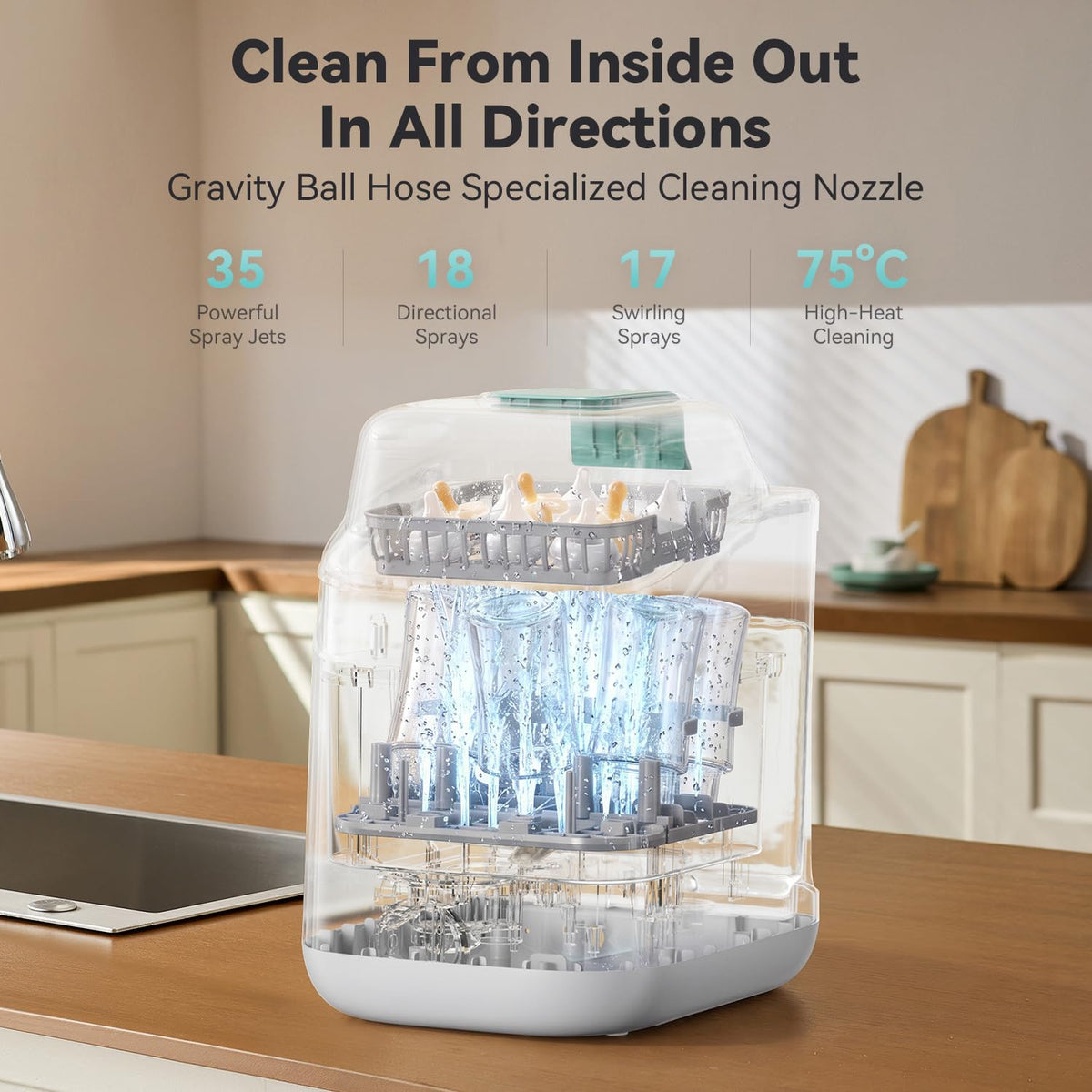 Baby Bottle Washer, Bottle Washer Pro, Sterilizer & Dryer,Baby Bottle Washer for Bottles, Pump Parts & Baby Essentials, Fast 19/49min Wash Cycles with 90 Detergent Tablets - Effortless, Time-Saving