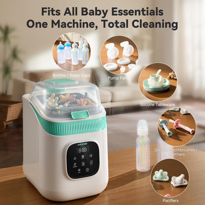 Baby Bottle Washer, Bottle Washer Pro, Sterilizer & Dryer,Baby Bottle Washer for Bottles, Pump Parts & Baby Essentials, Fast 19/49min Wash Cycles with 90 Detergent Tablets - Effortless, Time-Saving
