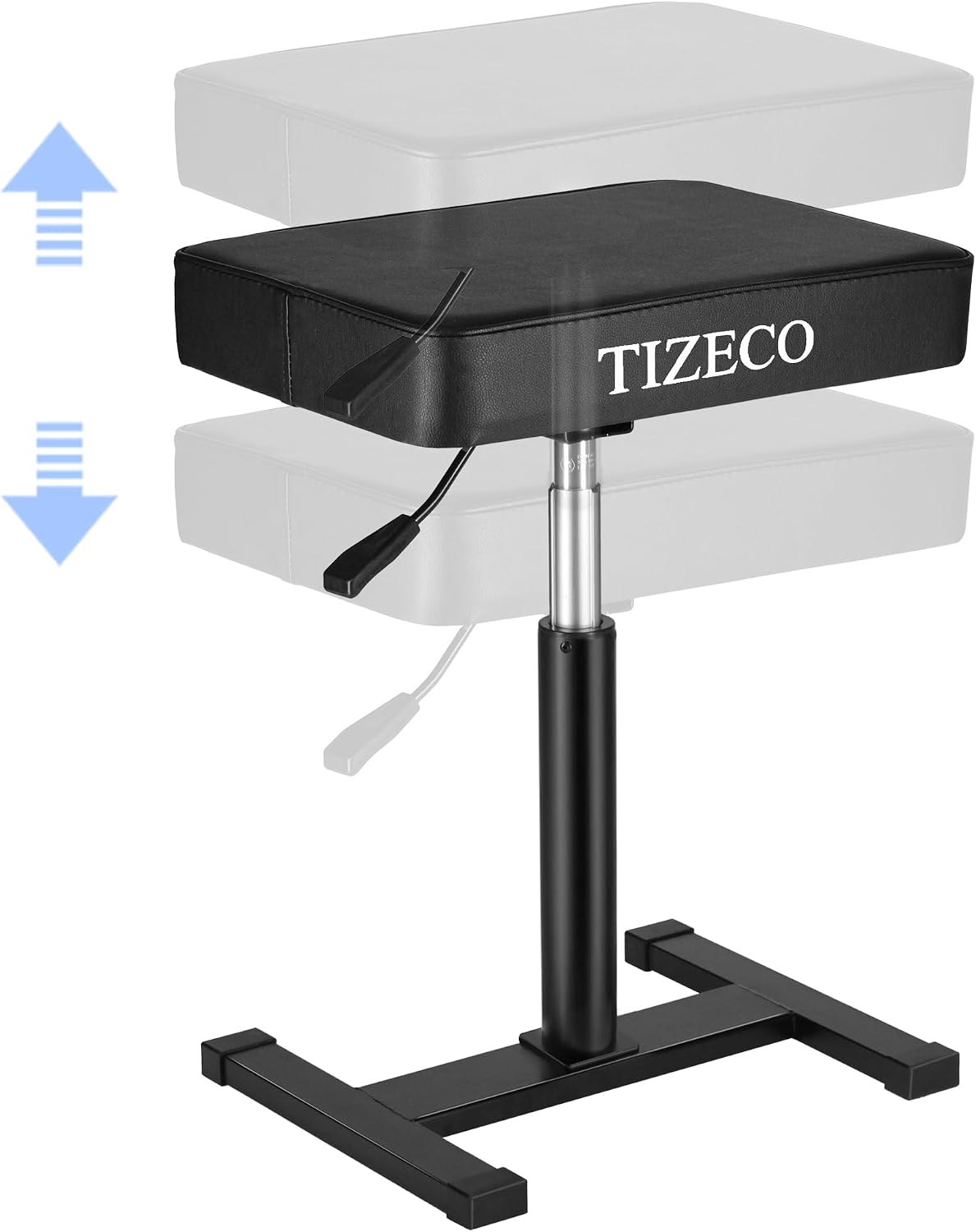 Hydraulic Piano Bench Adjustable Stool, Heavy Duty Music Keyboard Bench Seat for Piano Keyboard Stand with Black Padded Cushion for Musicians Piano Stool Chair Automatic Height Adjustment