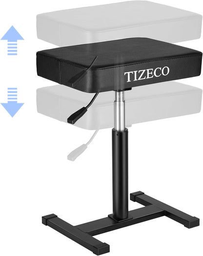 Hydraulic Piano Bench Adjustable Stool, Heavy Duty Music Keyboard Bench Seat for Piano Keyboard Stand with Black Padded Cushion for Musicians Piano Stool Chair Automatic Height Adjustment