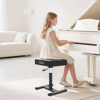 Hydraulic Piano Bench Adjustable Stool, Heavy Duty Music Keyboard Bench Seat for Piano Keyboard Stand with Black Padded Cushion for Musicians Piano Stool Chair Automatic Height Adjustment