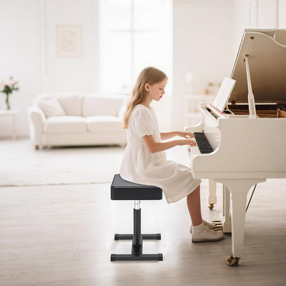Hydraulic Piano Bench Adjustable Stool, Heavy Duty Music Keyboard Bench Seat for Piano Keyboard Stand with Black Padded Cushion for Musicians Piano Stool Chair Automatic Height Adjustment