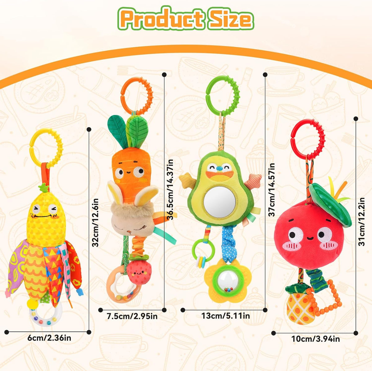 Carseat Toys Hanging for 0-6 Months Baby Stroller Hanging Toy for Sensory