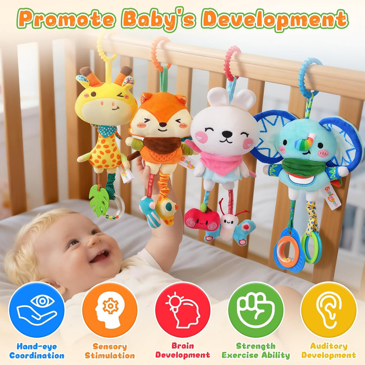 Carseat Toys Hanging for 0-6 Months Baby Stroller Hanging Toy for Sensory