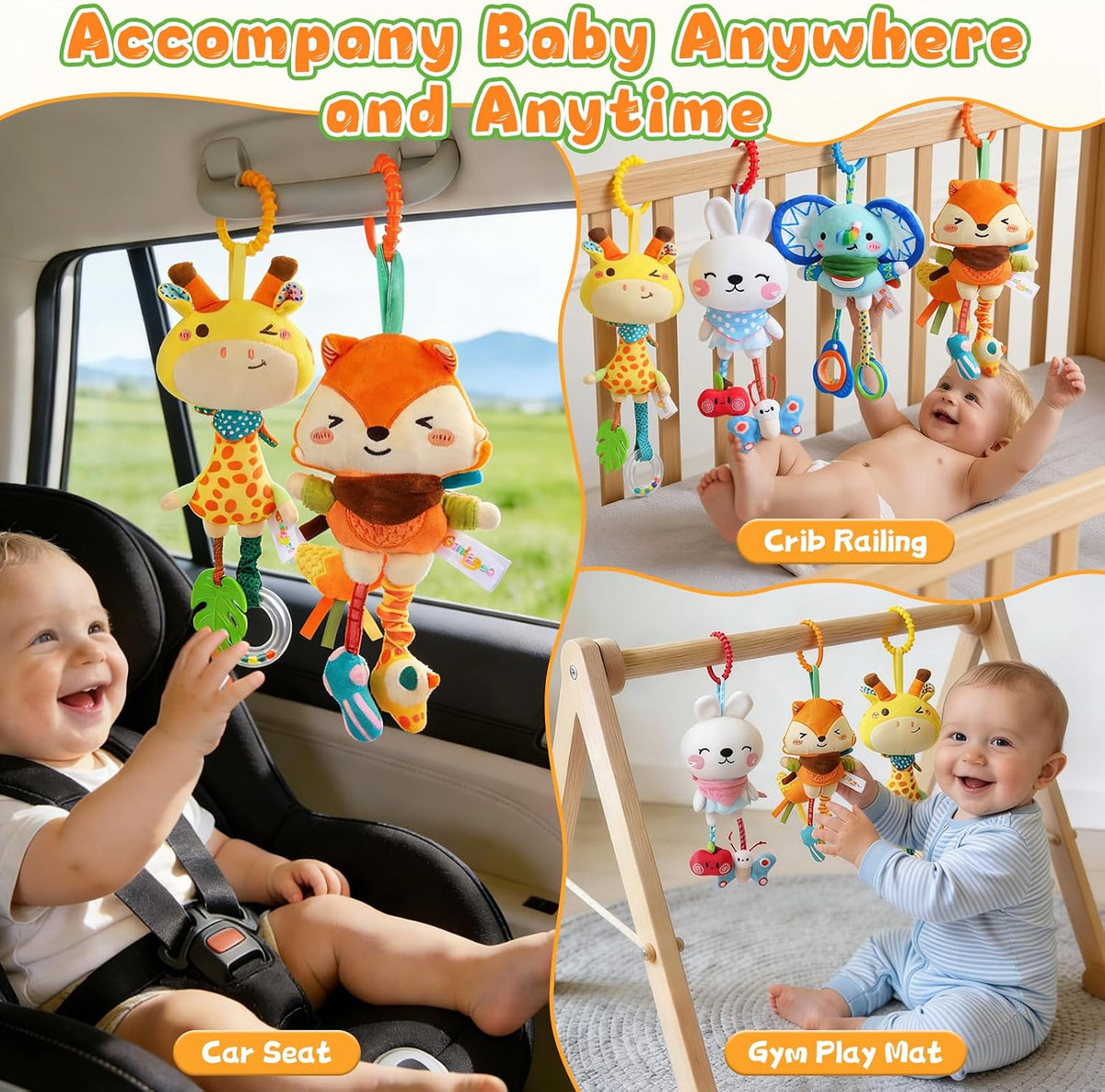 Carseat Toys Hanging for 0-6 Months Baby Stroller Hanging Toy for Sensory
