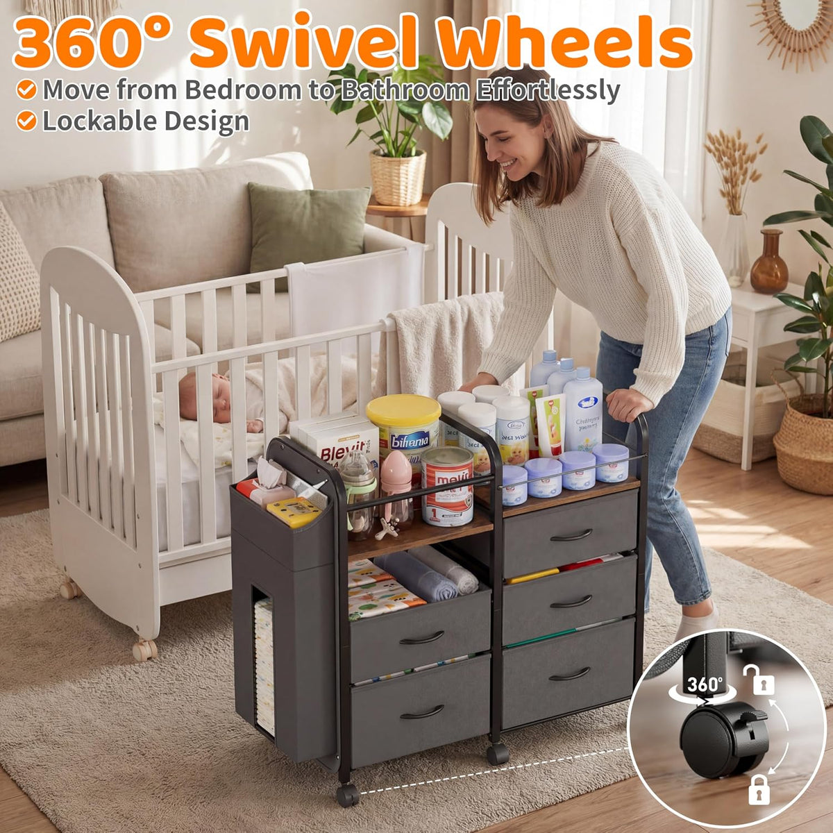 Baby Diaper Caddy Organizer Cart - Baby Organizers and Storage
