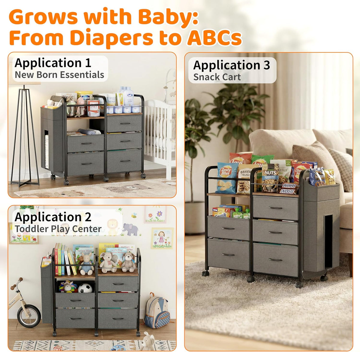 Baby Diaper Caddy Organizer Cart - Baby Organizers and Storage