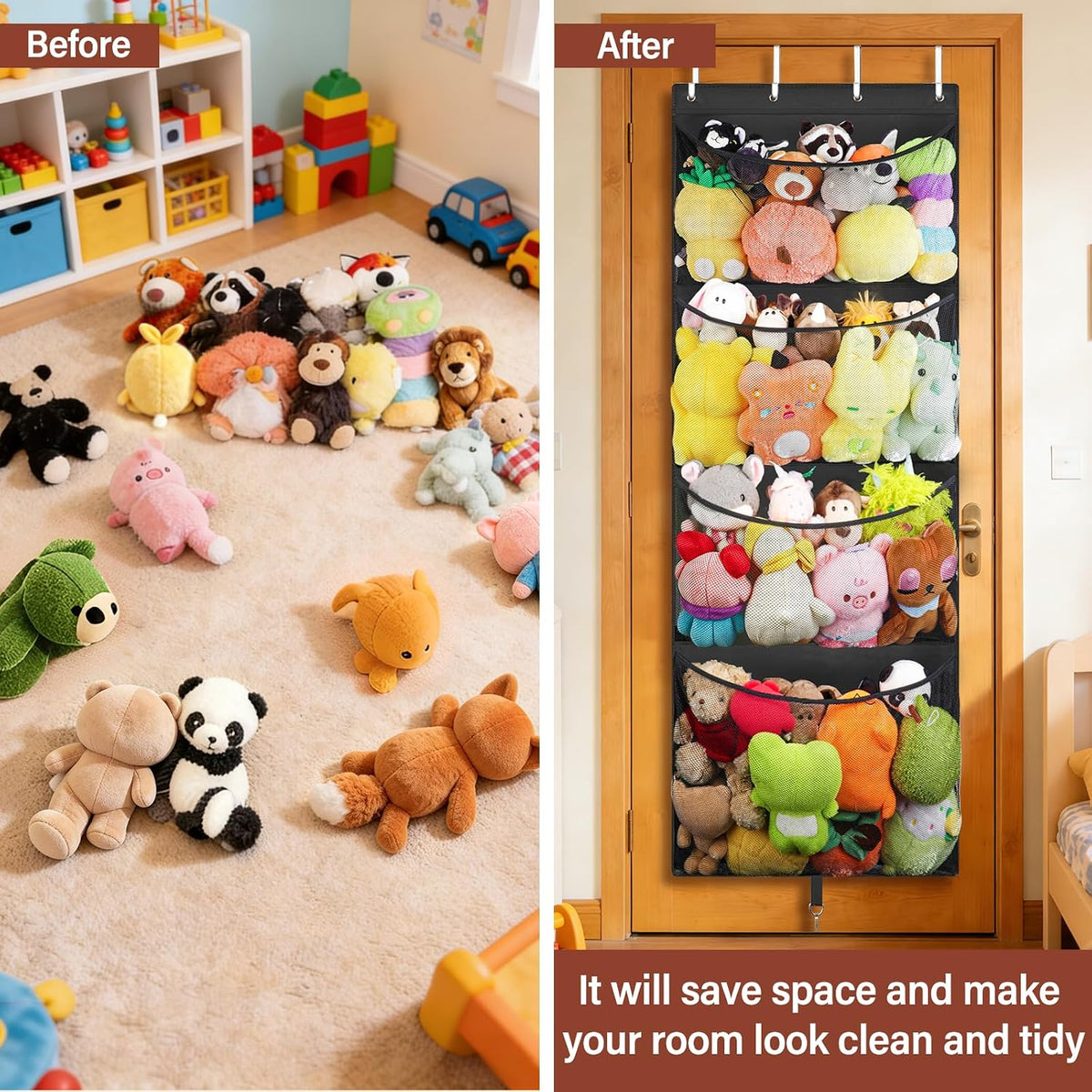 Over Door Stuffed Animal Storage, Hanging Plush Toy Organizer Holder