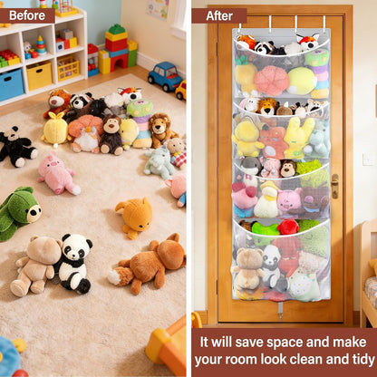 Over Door Stuffed Animal Storage, Hanging Plush Toy Organizer Holder
