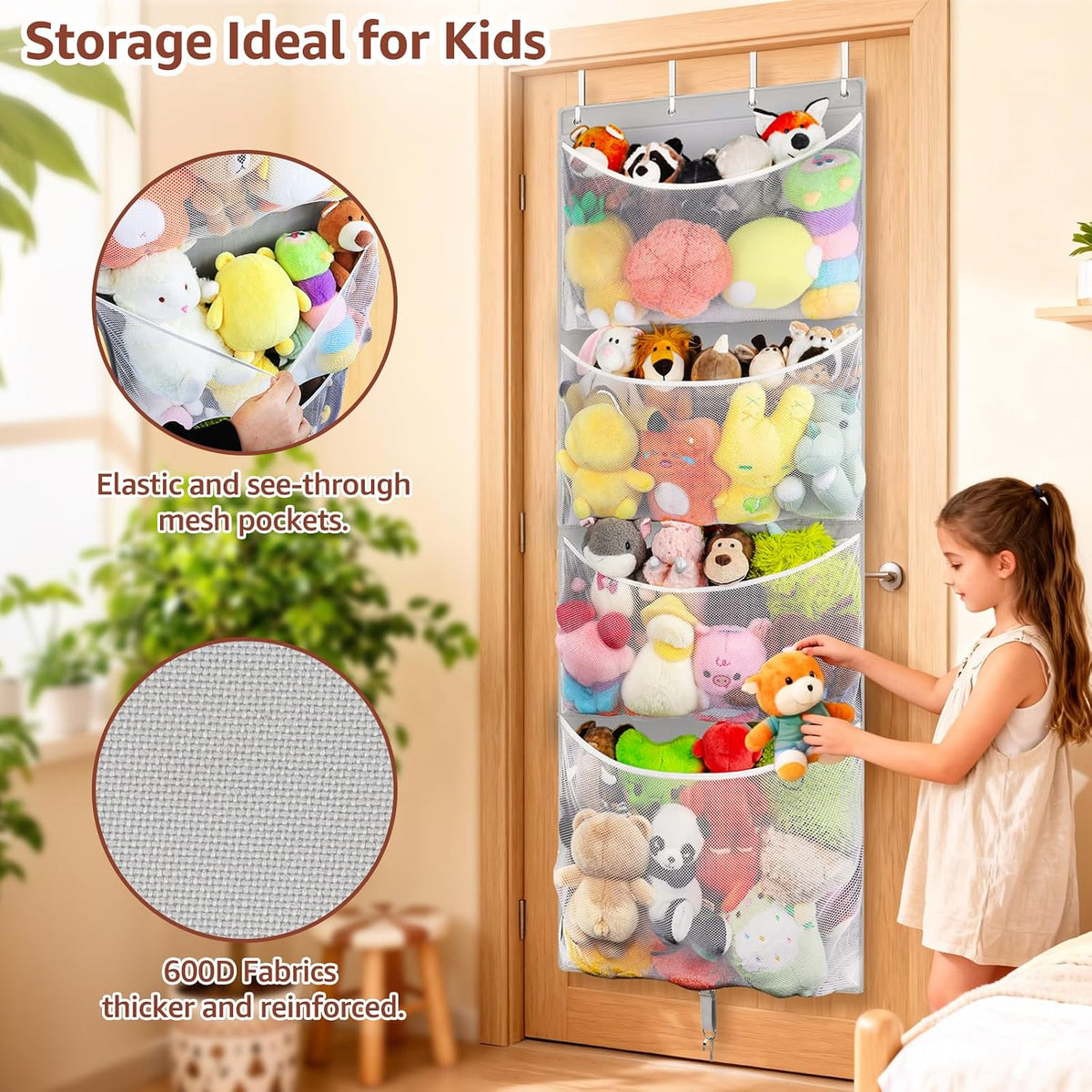 Over Door Stuffed Animal Storage, Hanging Plush Toy Organizer Holder