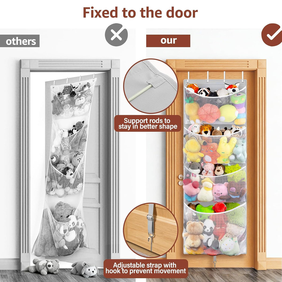 Over Door Stuffed Animal Storage, Hanging Plush Toy Organizer Holder