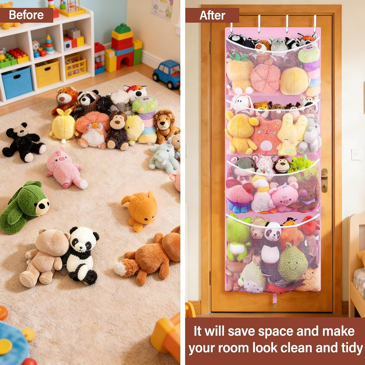 Over Door Stuffed Animal Storage, Hanging Plush Toy Organizer Holder