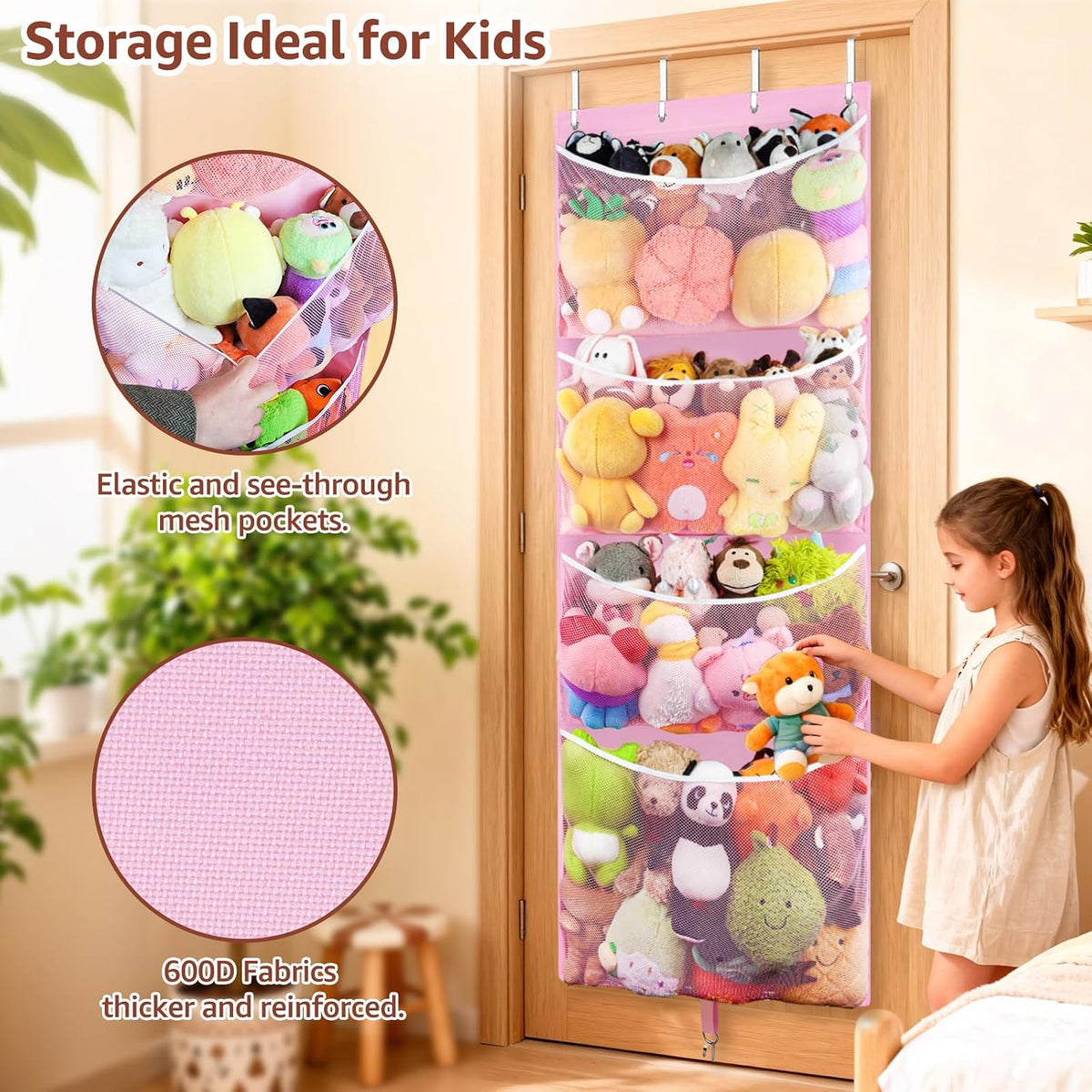 Over Door Stuffed Animal Storage, Hanging Plush Toy Organizer Holder