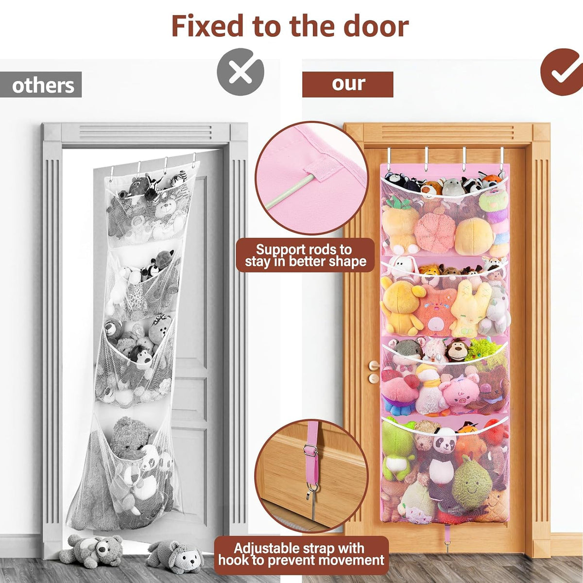 Over Door Stuffed Animal Storage, Hanging Plush Toy Organizer Holder