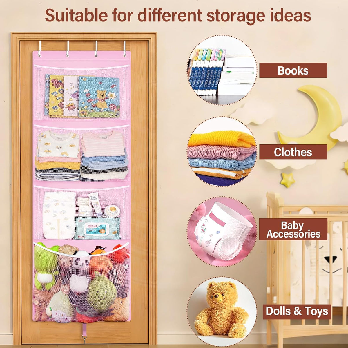 Over Door Stuffed Animal Storage, Hanging Plush Toy Organizer Holder
