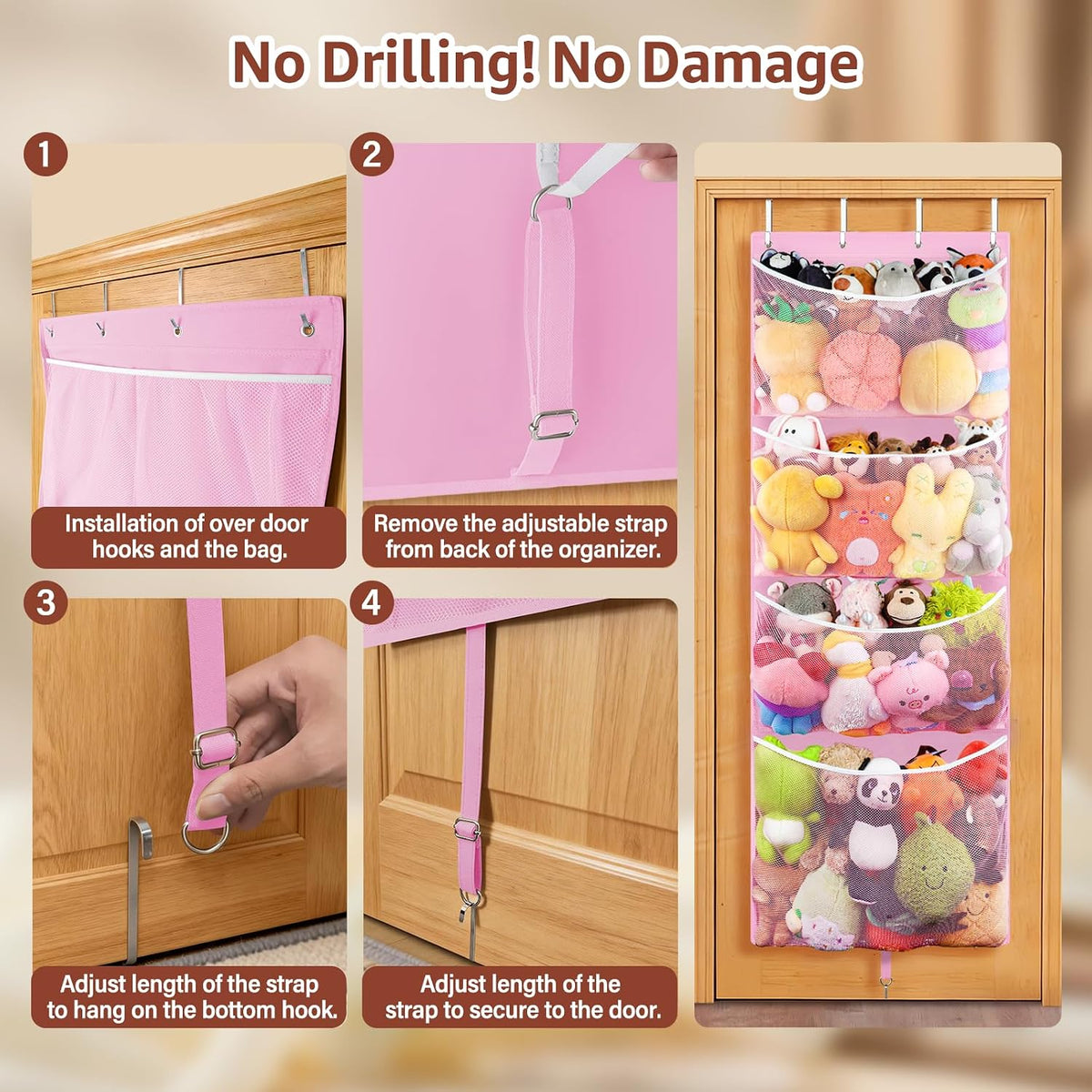 Over Door Stuffed Animal Storage, Hanging Plush Toy Organizer Holder