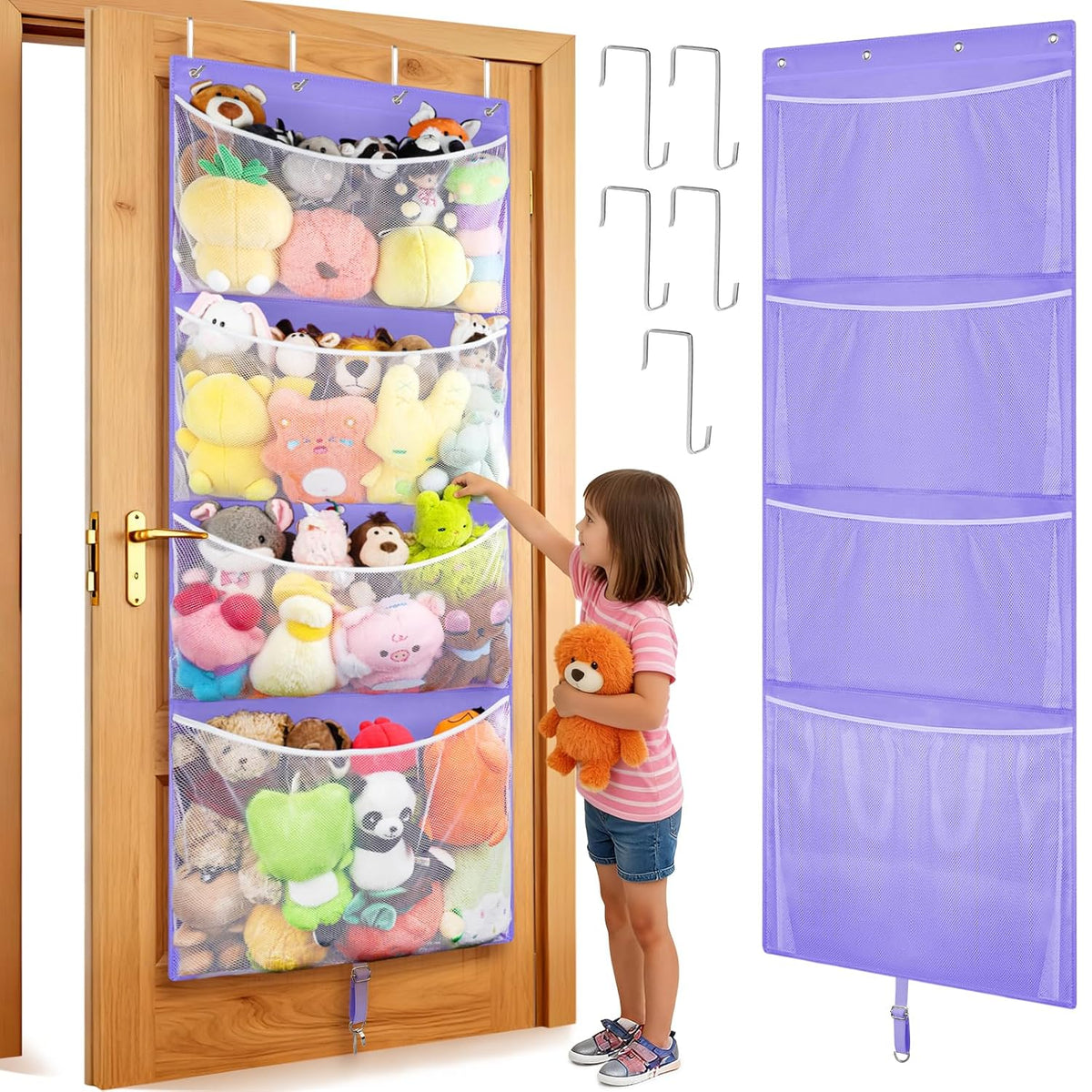 Over Door Stuffed Animal Storage, Hanging Plush Toy Organizer Holder