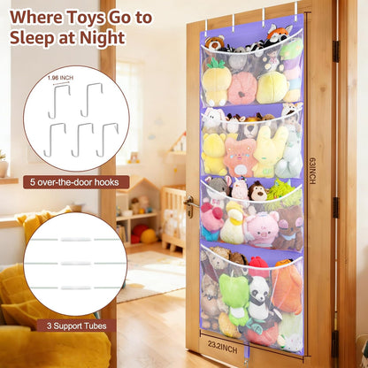 Over Door Stuffed Animal Storage, Hanging Plush Toy Organizer Holder