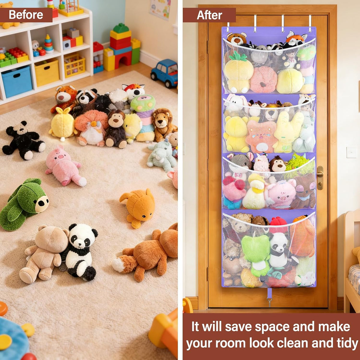 Over Door Stuffed Animal Storage, Hanging Plush Toy Organizer Holder