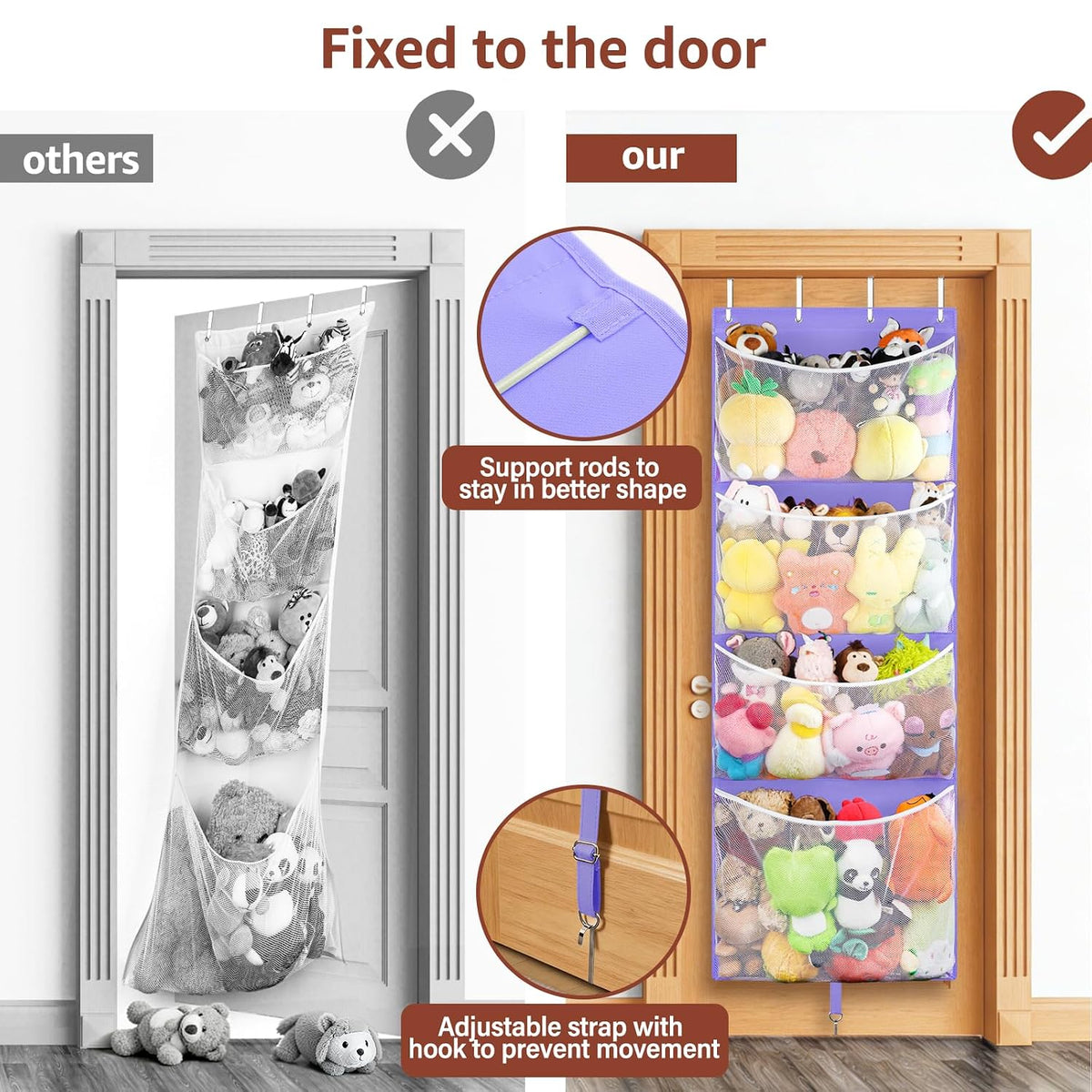 Over Door Stuffed Animal Storage, Hanging Plush Toy Organizer Holder