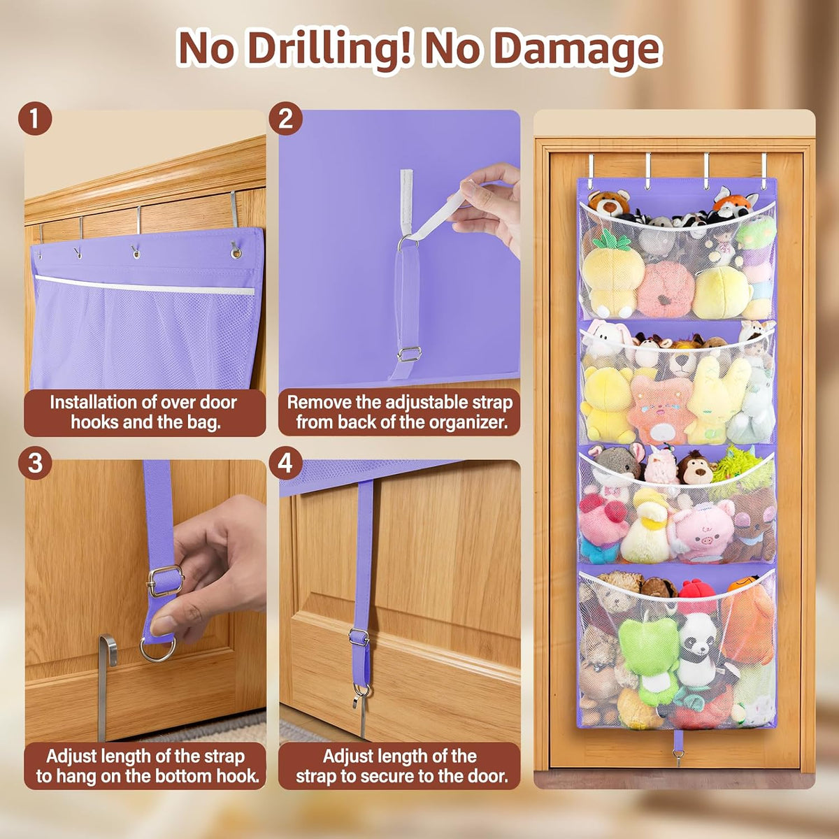 Over Door Stuffed Animal Storage, Hanging Plush Toy Organizer Holder
