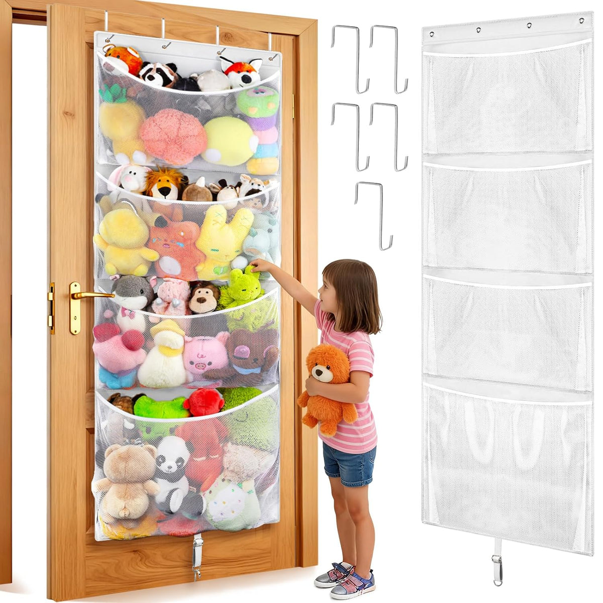 Over Door Stuffed Animal Storage, Hanging Plush Toy Organizer Holder