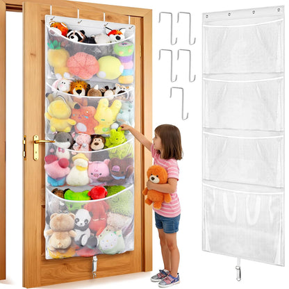 Over Door Stuffed Animal Storage, Hanging Plush Toy Organizer Holder