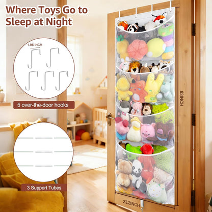 Over Door Stuffed Animal Storage, Hanging Plush Toy Organizer Holder