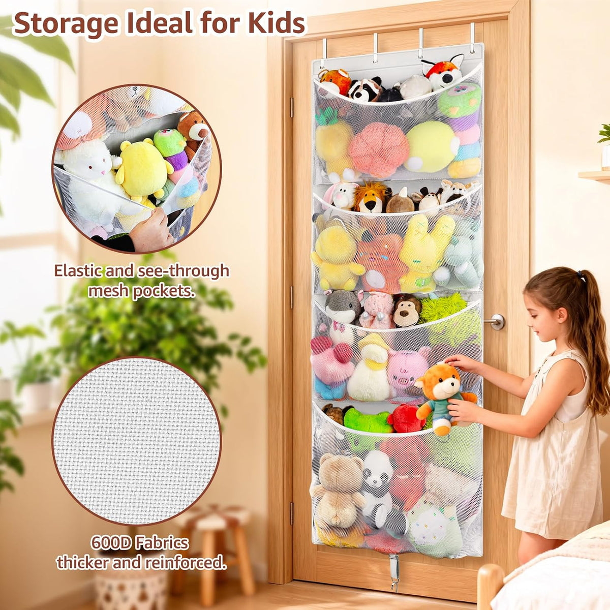 Over Door Stuffed Animal Storage, Hanging Plush Toy Organizer Holder