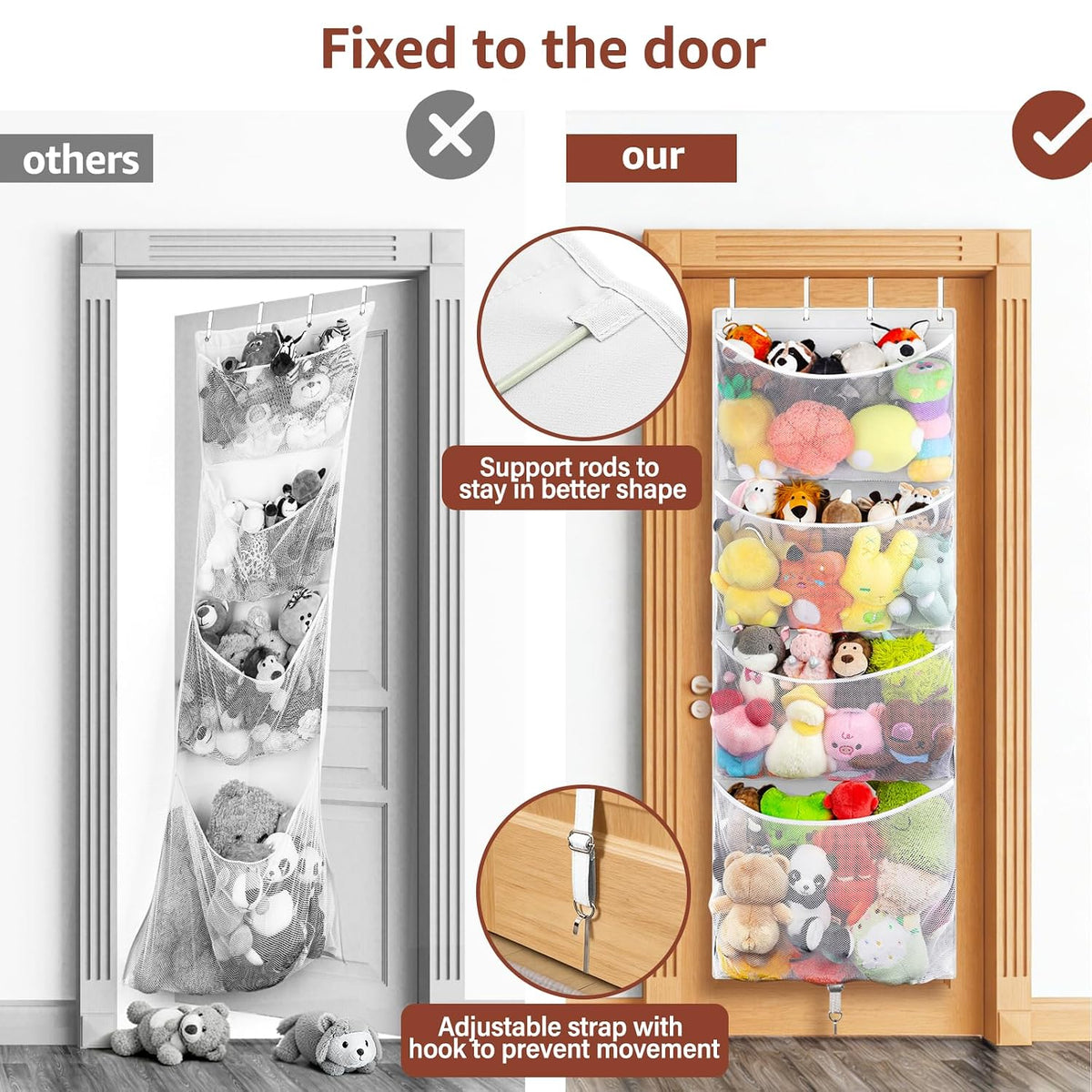 Over Door Stuffed Animal Storage, Hanging Plush Toy Organizer Holder