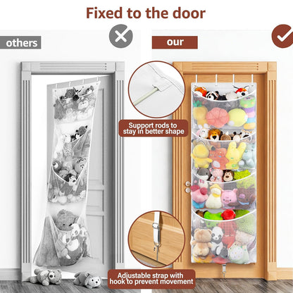 Over Door Stuffed Animal Storage, Hanging Plush Toy Organizer Holder