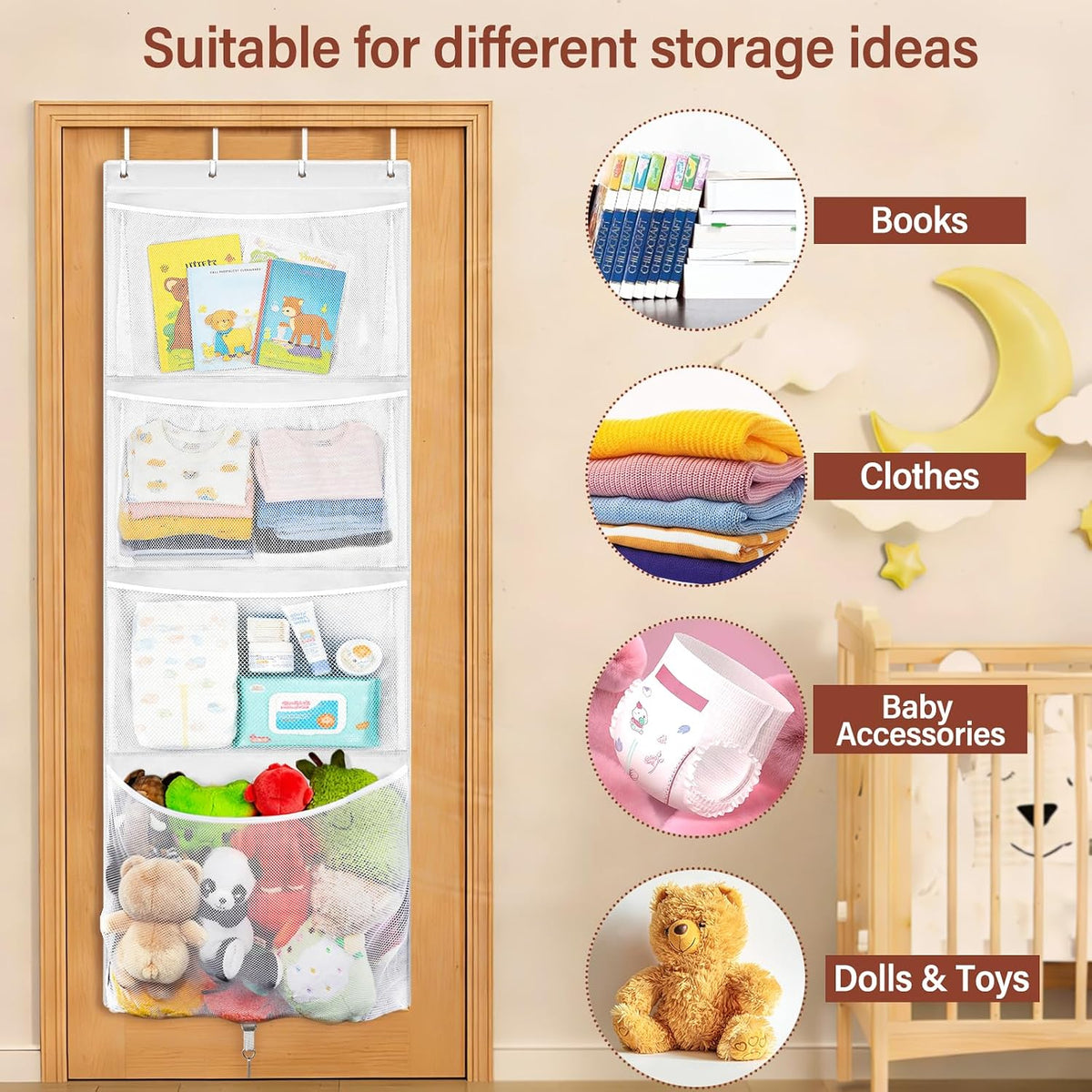 Over Door Stuffed Animal Storage, Hanging Plush Toy Organizer Holder