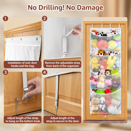 Over Door Stuffed Animal Storage, Hanging Plush Toy Organizer Holder