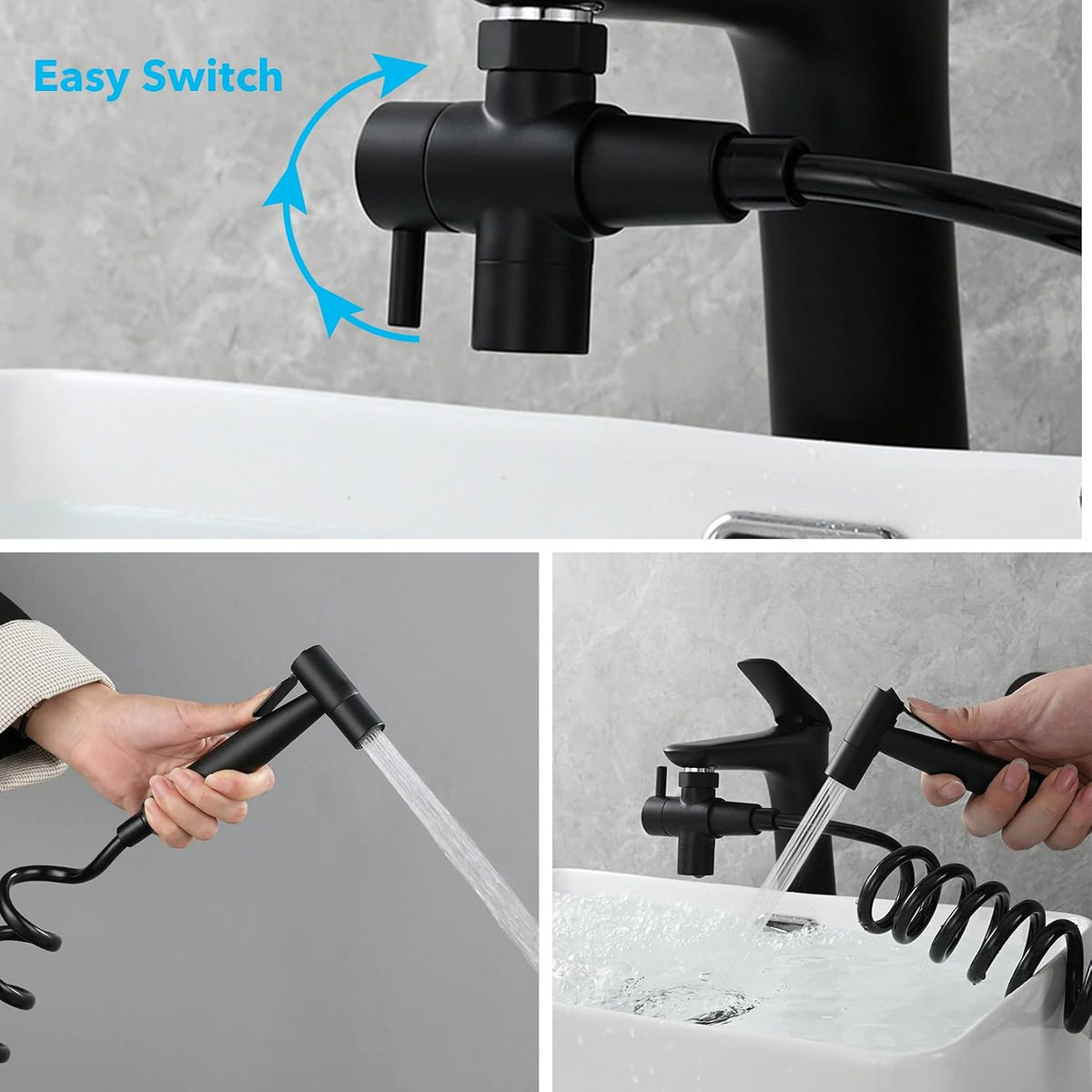 Sink Handheld Shower Kit with 9.8ft Telescopic Hose, Kitchen Bathroom Faucet Sprayer Attachment with 3 Adapters M22 M24 G1/2, for Hair Washing, Baby Shower, Pet Shower (Faucet Not Included)