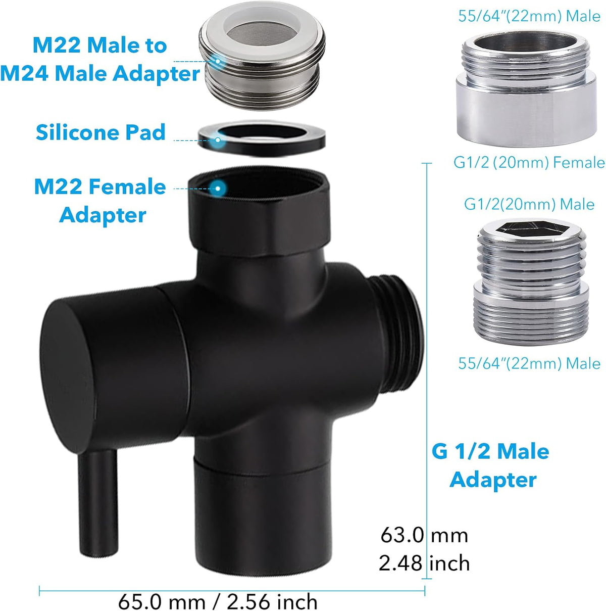 Sink Handheld Shower Kit with 9.8ft Telescopic Hose, Kitchen Bathroom Faucet Sprayer Attachment with 3 Adapters M22 M24 G1/2, for Hair Washing, Baby Shower, Pet Shower (Faucet Not Included)