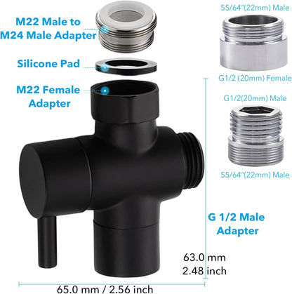 Sink Handheld Shower Kit with 9.8ft Telescopic Hose, Kitchen Bathroom Faucet Sprayer Attachment with 3 Adapters M22 M24 G1/2, for Hair Washing, Baby Shower, Pet Shower (Faucet Not Included)
