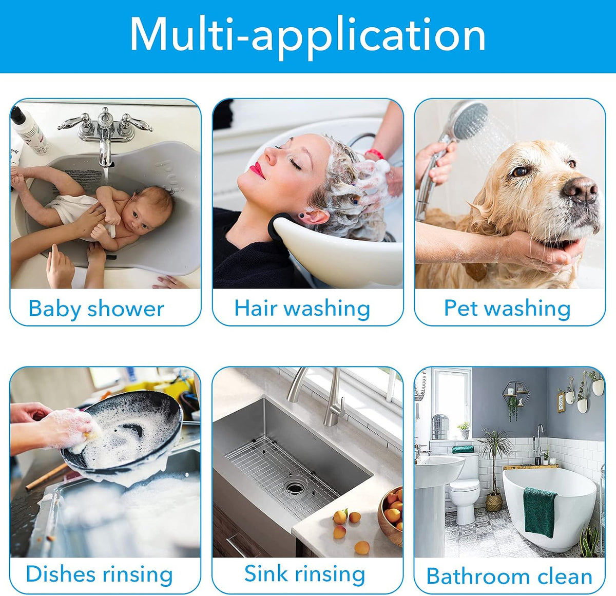 Sink Handheld Shower Kit with 9.8ft Telescopic Hose, Kitchen Bathroom Faucet Sprayer Attachment with 3 Adapters M22 M24 G1/2, for Hair Washing, Baby Shower, Pet Shower (Faucet Not Included)