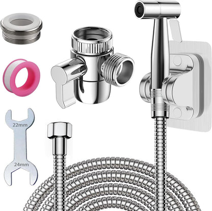 Sink Handheld Shower Kit with 9.8ft Telescopic Hose, Kitchen Bathroom Faucet Sprayer Attachment with 3 Adapters M22 M24 G1/2, for Hair Washing, Baby Shower, Pet Shower (Faucet Not Included)