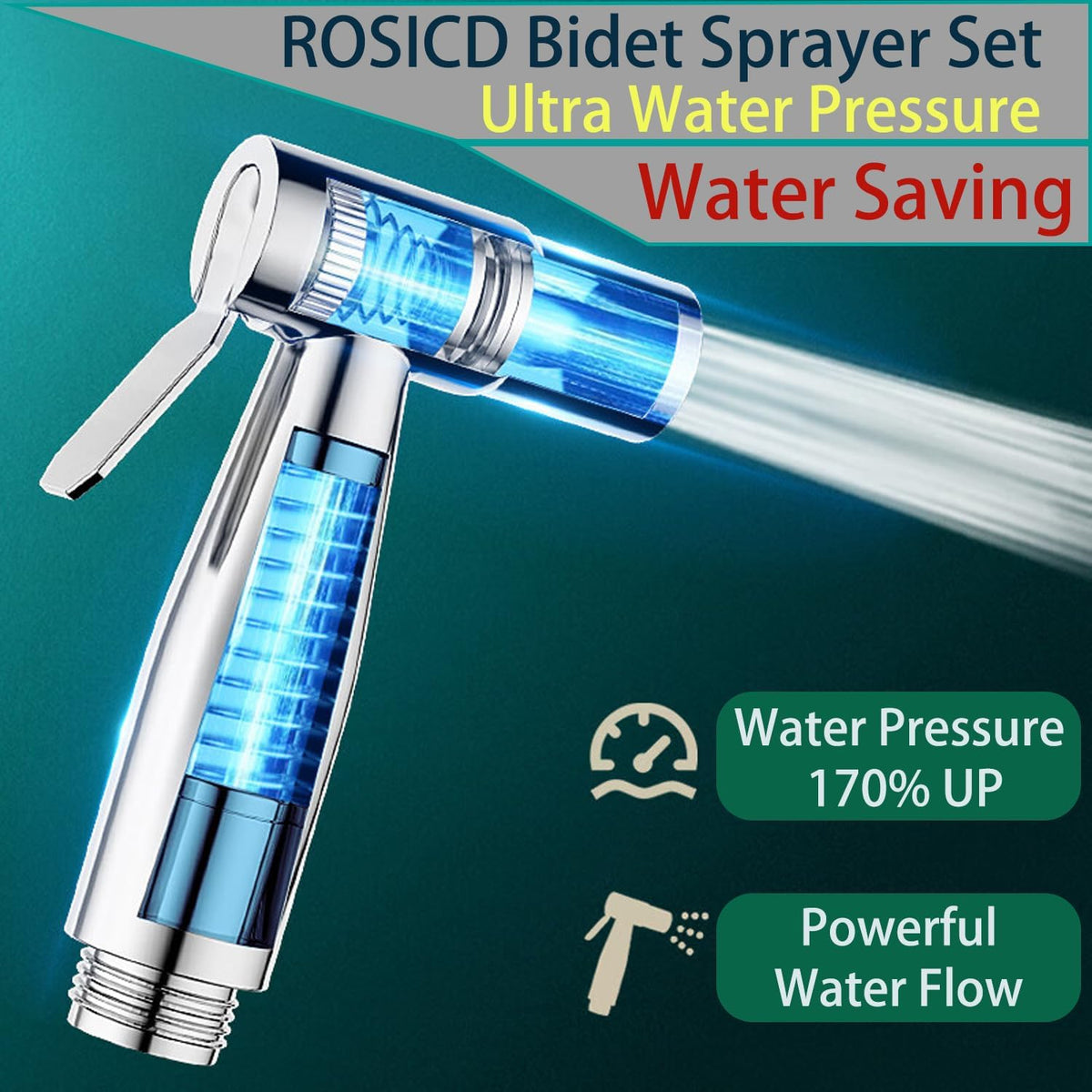 Sink Handheld Shower Kit with 9.8ft Telescopic Hose, Kitchen Bathroom Faucet Sprayer Attachment with 3 Adapters M22 M24 G1/2, for Hair Washing, Baby Shower, Pet Shower (Faucet Not Included)